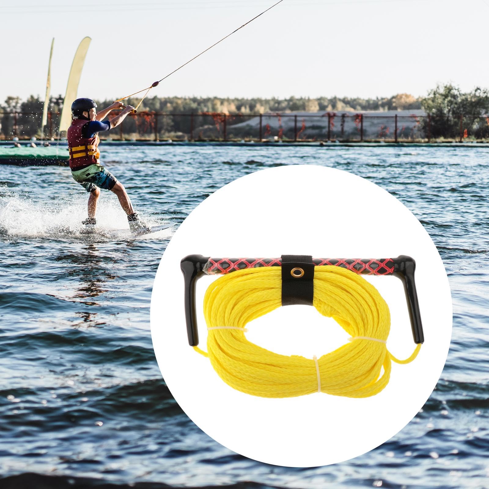 Cuerda de Esquí Acuático de Wakesurf para Deportes Acuáticos Cuerda de Remolque de Alta Resistencia para Uso con Mango Suave Adecuado para S