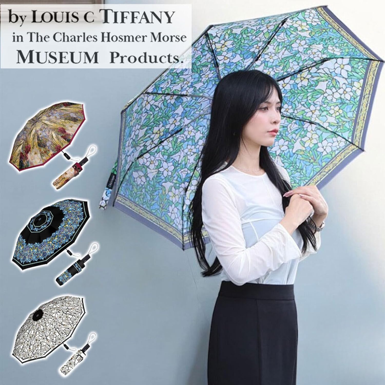 L.C.ティファニー 折りたたみ傘 美術館 ラッピング対応可 正規品 ステンドグラス 傘 ブランド レディース コンパクト 女性 ブランド 晴雨兼用 傘 日傘 ワンタッチ 自動開閉 レディース おしゃれ 丈夫 ギフト プレゼント