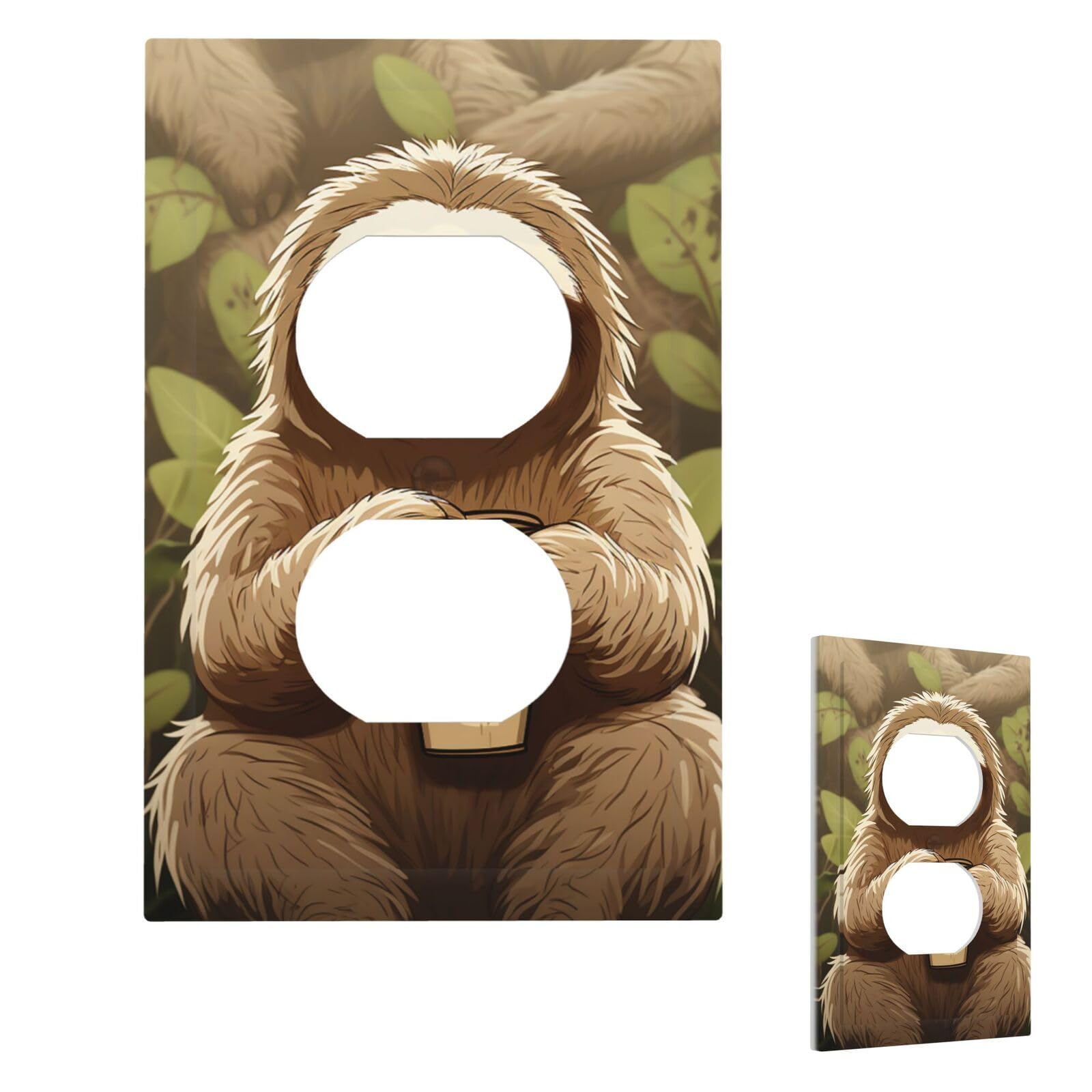Cute Cartoon Sloth Wall Plate Cover Modern Decorative 1 Gang Light Switch Cover Unbreakable Receptacle Outlet Covers For Living Room Bedroom Home Decor Duplex