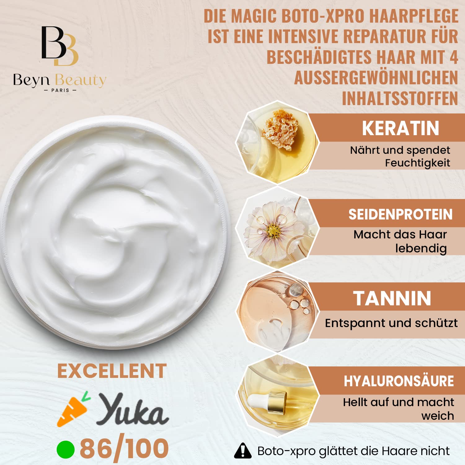 Magic Boto-xpro Haarpflege I Haar-Boto-xpro Pflege für geschädigtes Haar – spendet Feuchtigkeit, repariert und stärkt das Haar Keratin – Made in France (Weißer Moschus)