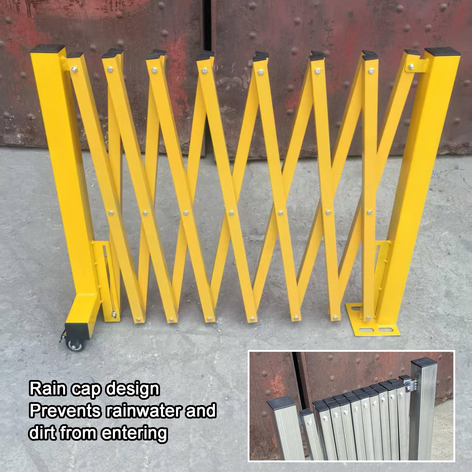 Tragbares, faltbares Sicherheitsgitter aus Metall mit Rollen – Verstellbare, einziehbare Absperrung für Verkehrsregelung, Schulen und Veranstaltungen (Schwarz, 120 x 150 cm) – Robust und ein