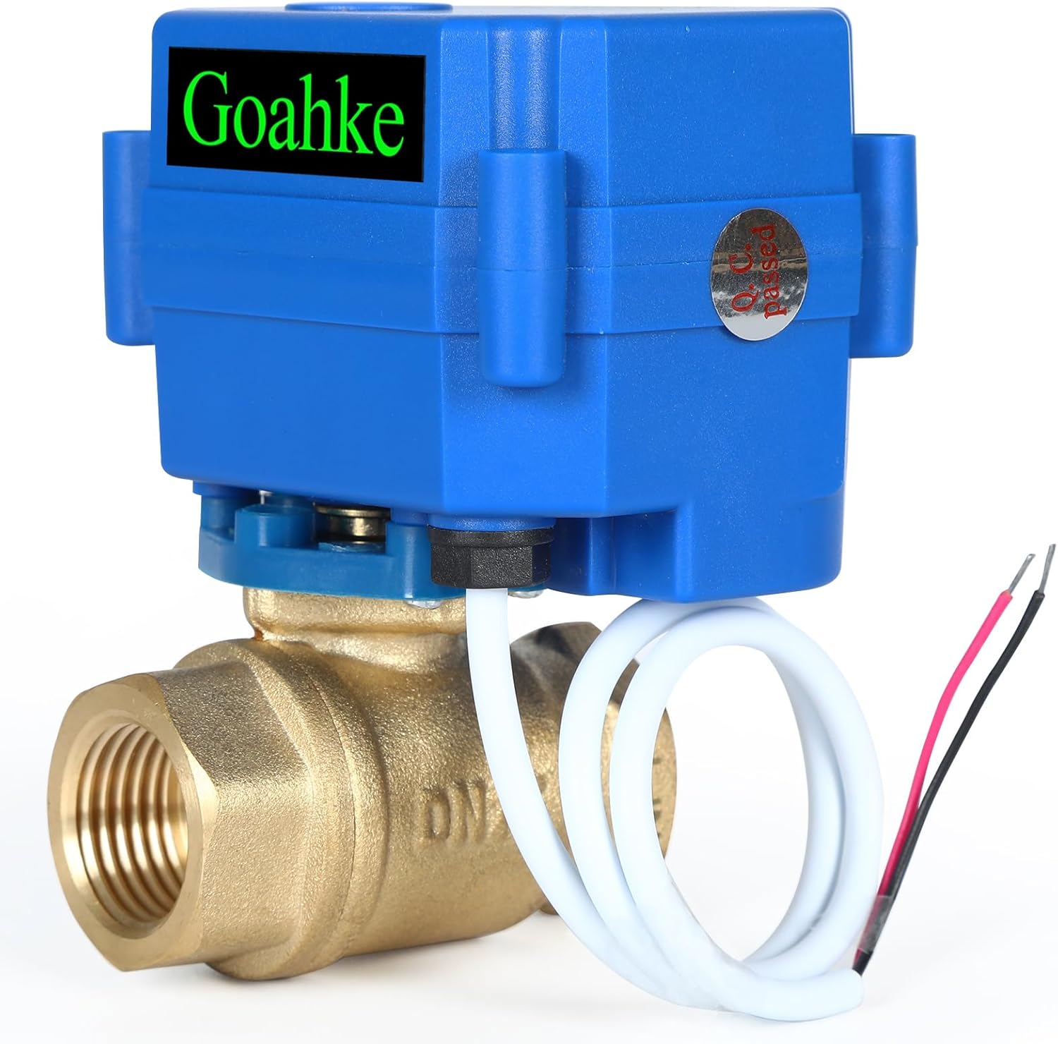 Motorized Ball Valve 3/4", Standard Port, Electric Brass Ball Valve, 9-24V AC/DC, 2 Wire Auto Return, Electric Shut Off Ball Valves