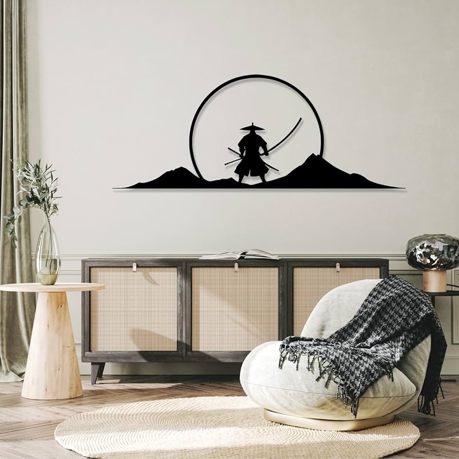 Amazon.com: Japanese Wall Art, Japanese Samurai and Moon Metal