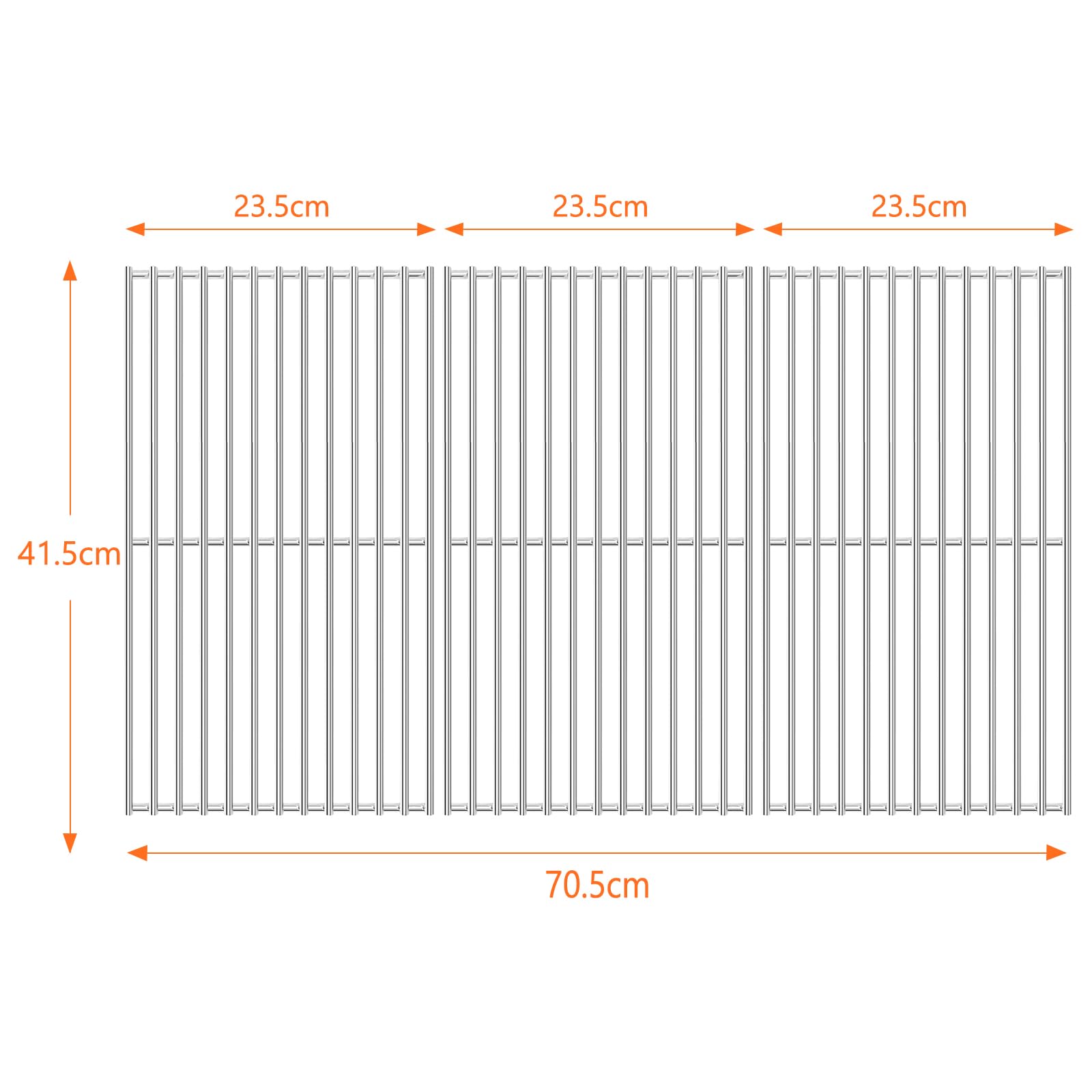 Denmay Lot de 3 grilles de barbecue en acier inoxydable 41,5 x 70,5 cm pour barbecue à gaz Burnhard Big FRED Taino Platinum 4+2, Taino Black 4+2, pour Enders Chicago 4, Tepro 3662, pièces de rechange