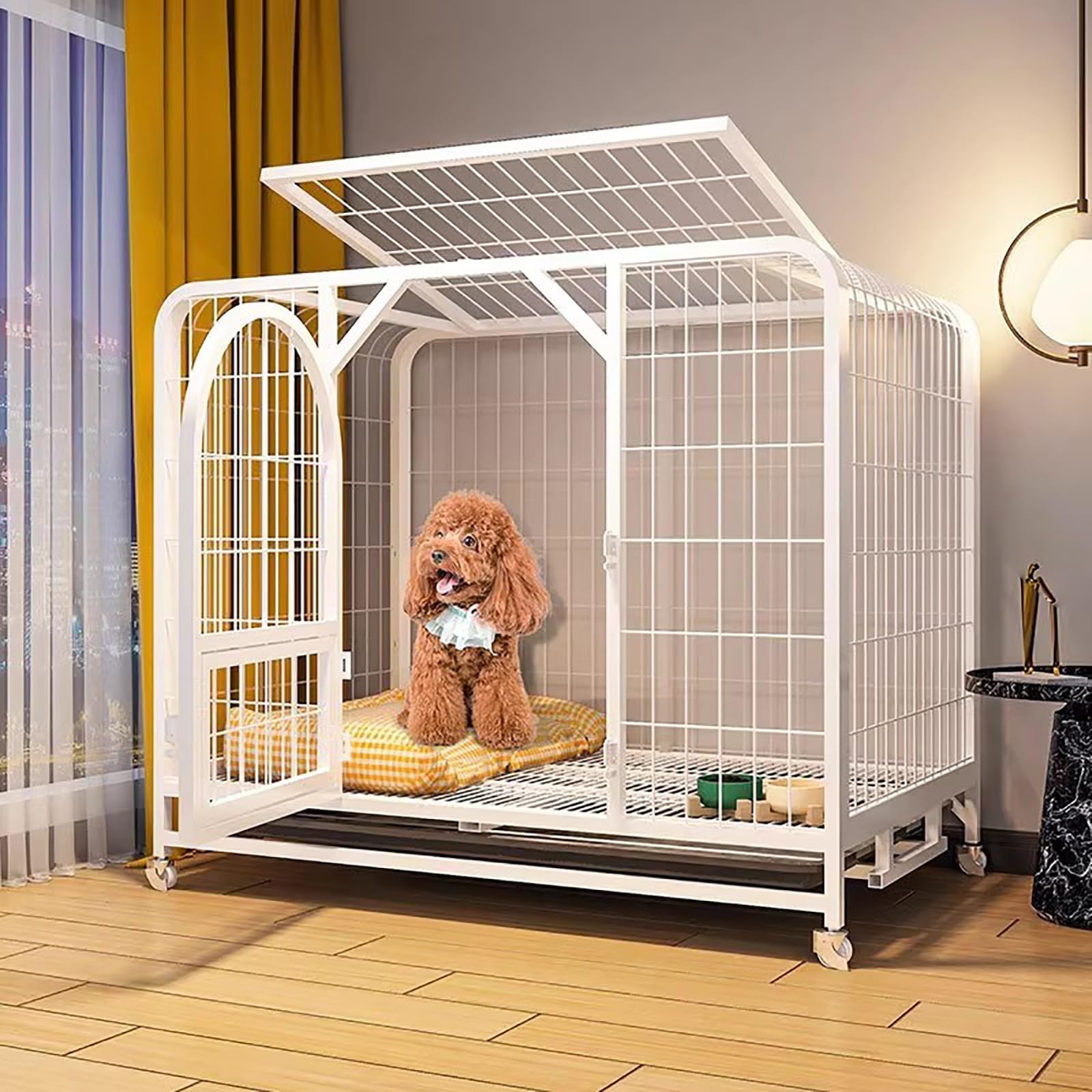 Robuste Hundebox mit Rollen und Fluchtsperre für kleine bis große Haustiere, ideal für den Innen- und Außenbereich