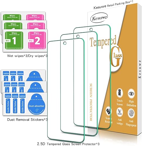 Miniatura 6 de Kesuwe Paquete de 3 protectores de pantalla para Motorola Moto G Power 2022, vidrio templado, antiarañazos, dureza 9H, sin burbujas, fácil