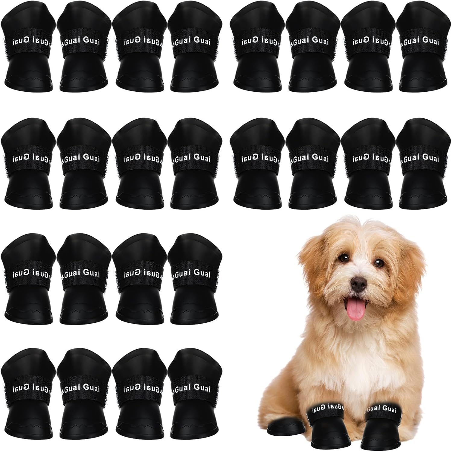 Locmeo 6 Set Waterproof Dog Shoes Rubber Dog Boots Anti