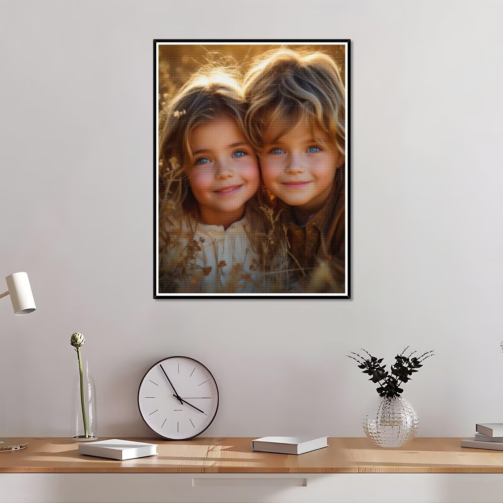 Diamond Painting Personalizzato, 5D DIY Diamond Painting Kit Completo Personalizzato, Kit per Pittura Diamante Personalizzati Con Foto, Mosaico Personalizzata Regalo per Arte Domestica 60x60cm L-45