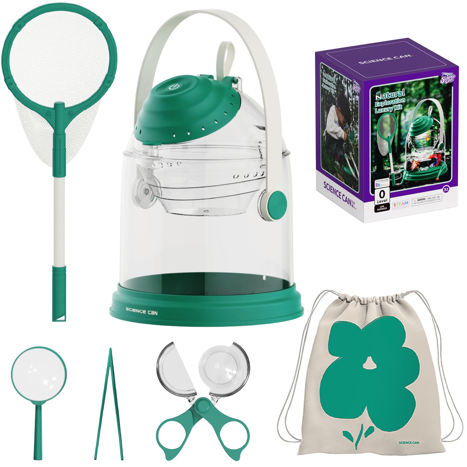 Science Can Kids Camping Gear Bug Catcher for Kids Outdoor Exploration Set with Backpack Butterfly Net Magnifier Great Gifts for Boys Girls 3-12 Years Old