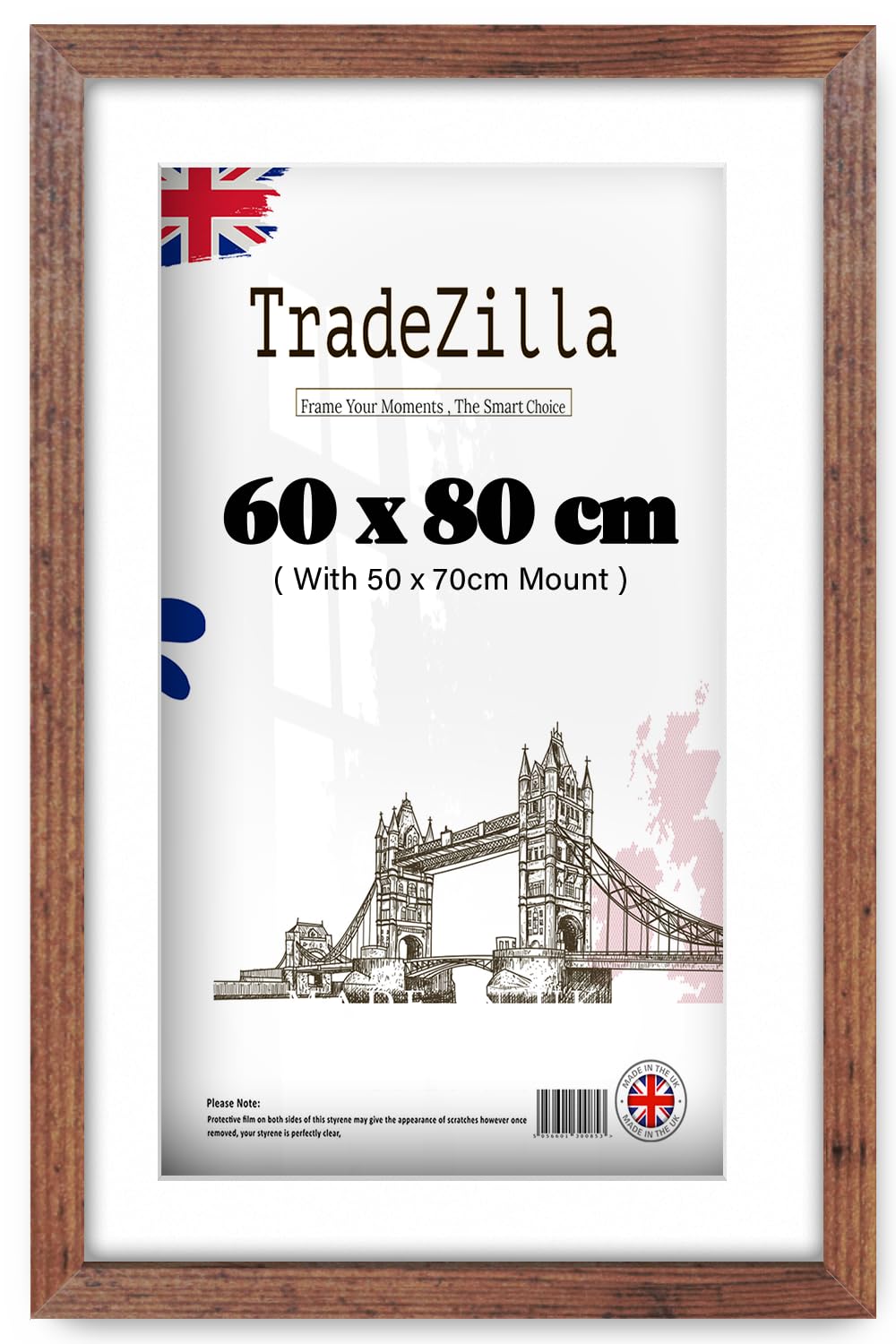 Tradezilla Rustic | Mdf Certificate Frame (60 X 80 Cm) With (27.55 X 19.68 Inch) White Mount Wall Hanging | 24 X 32 Award, Diploma, Picture Frame For Office & Home Décor [ ]
