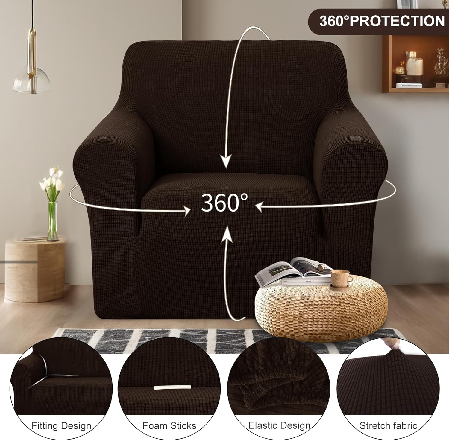 U-NICE HOME Recliner Chair Covers Stretch Couch Cover Sofa Cover Sofa Slipcover Furniture Protector for Chair Cover Pet Friendly(Armchair, Chocolate) 2 713u84WoubL. AC SL1500
