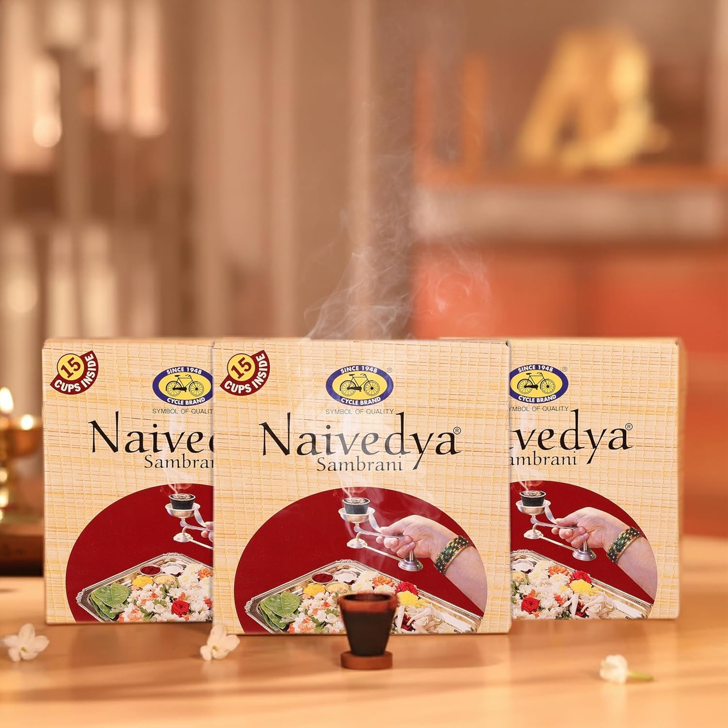 Classic Super Store Pure Naivedya Sambrani Dhoop Cups for Pooja (45 pcs) | Havan Cups for Pooja, Home & Festivals | Natural Guggal Dhoop Original | Dhoop Cones | Pack of 3-picture-52