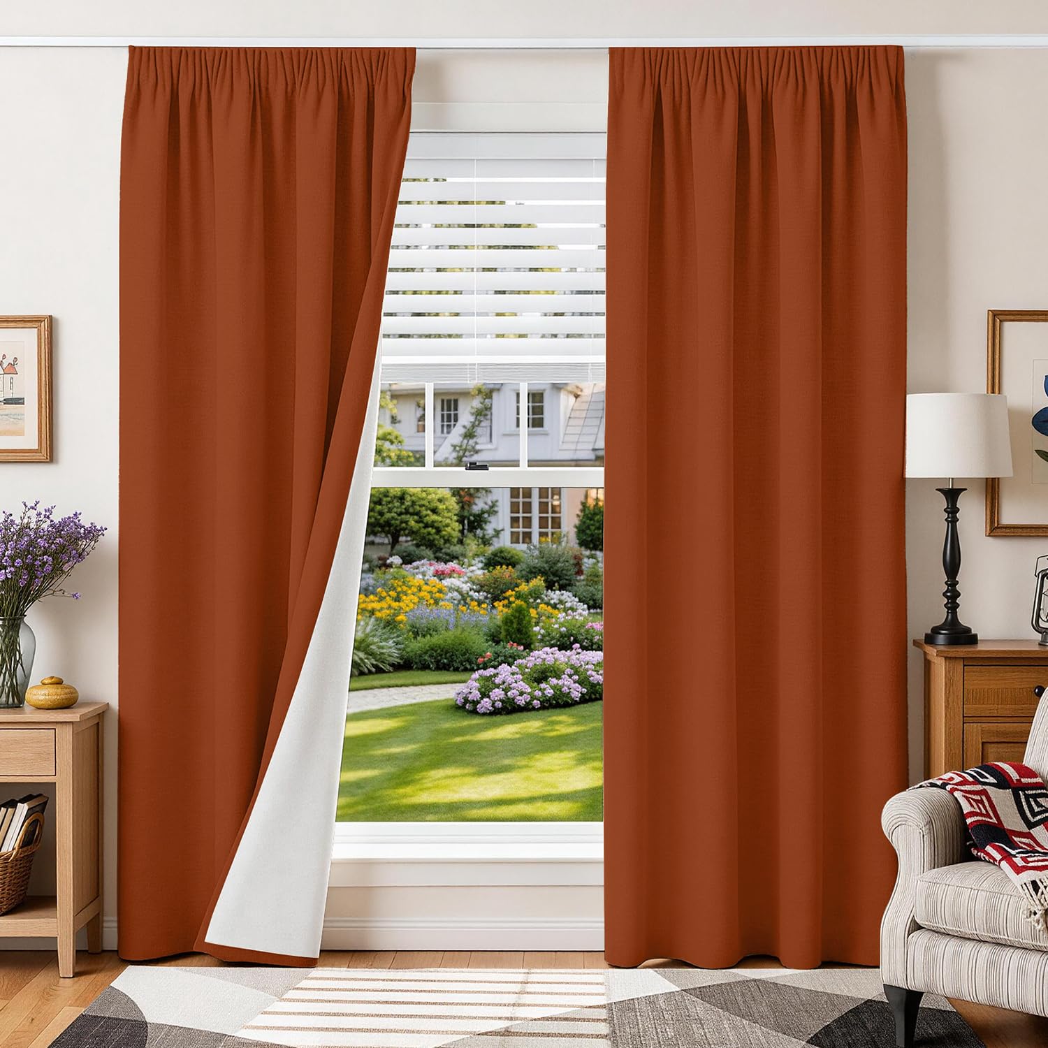Runyéla 100% Blickdichte Vorhänge mit Kräuselband Leinenoptik Verdunklungsvorhänge Leinen Gardinen Thermovorhänge Kälteschutz Wohnzimmer Blackout Curtain