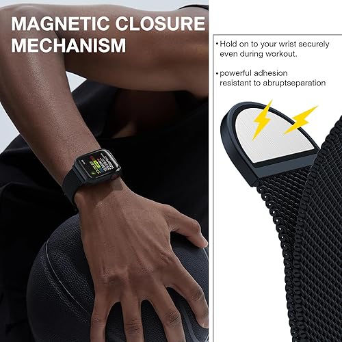 Miniatura 3 de Correa milanesa de acero inoxidable compatible con Apple Watch Band de 1.654 pulgadas, 1.732 pulgadas, 1.772 pulgadas, 1.775 pulgadas, 1.575