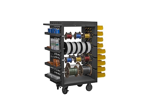 Durham 14 Gauge Steel Rod Mobile Wire Spool Rack with 1-1/2" Lip On, Gray, 1200 lbs Load Capacity, 46" Height, 26" Width