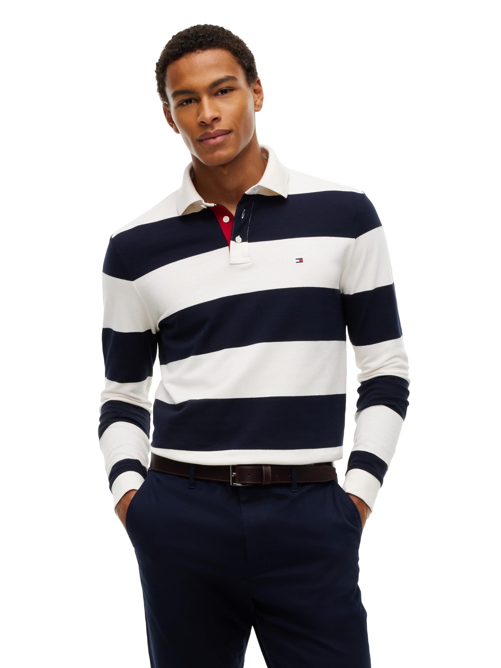 Men's Casual Cotton Rugby Polo Shirt with Stretch