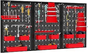 Amazon.com: Goplus Pegboard Wall Organizer, 9-Bin Parts Rack Organizer ...