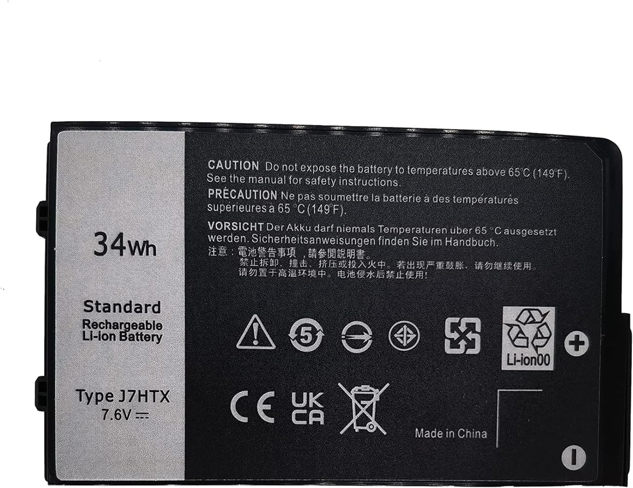 34Wh J7HTX 7XNTR笔记本电脑电池 Compatible for Dell Latitude 7202 7212 7220 Rugged Extreme Tablet Series 02JT7D 2JT7D FH8RW VW5Y4 J82G5 451-BBOR 451-BCCO 7.6V 4-Cell