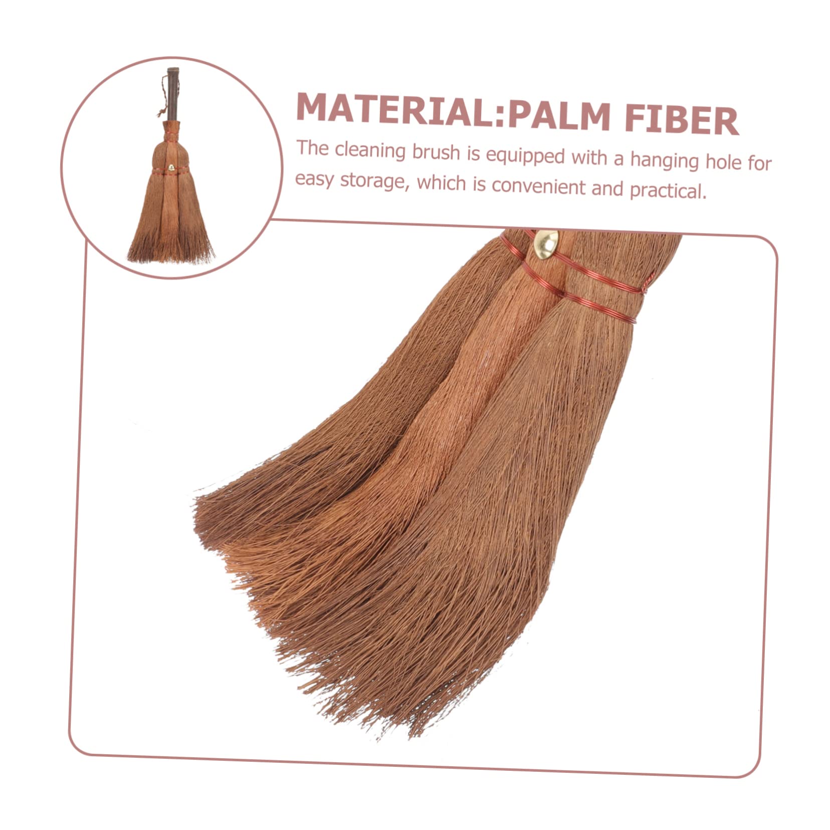 NOLITOY Broom for Home Office Palm Fiber Broom Desktop Duster Wood Handle Duster Handmade Palm Fiber Duster