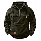 Cargo Hoodies for Men Tactical Sweatshirt Corduroy Quarter Zip Cargo Pullover Hoodies Workout Gym Fashion Hoodie