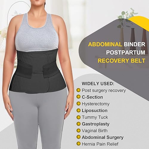 Miniatura 2 de QEESMEI Banda abdominal posparto, faja abdominal poscirugía, sección en C, faja de recuperación para cinturón de recuperación (grande, negro)