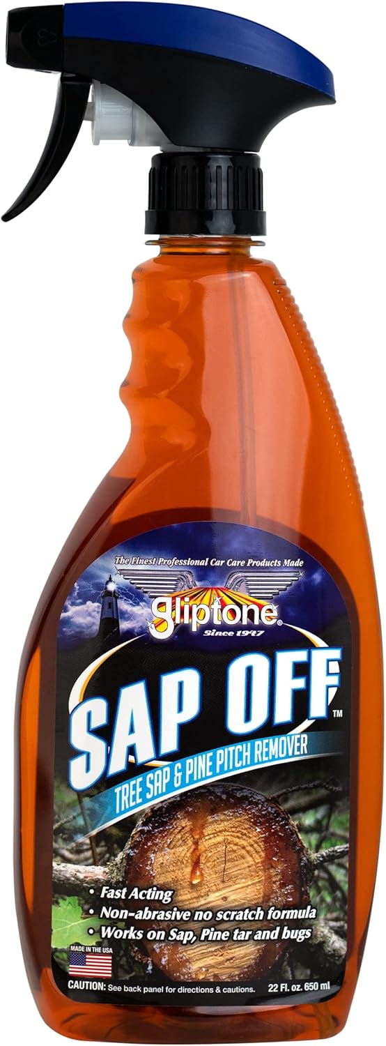 Gliptone Sap Off 22oz Spray - Fast Tree Sap, Pine Tar & Bug Remover | Non-Abrasive, Safe for Car Paint, Glass, Plastic