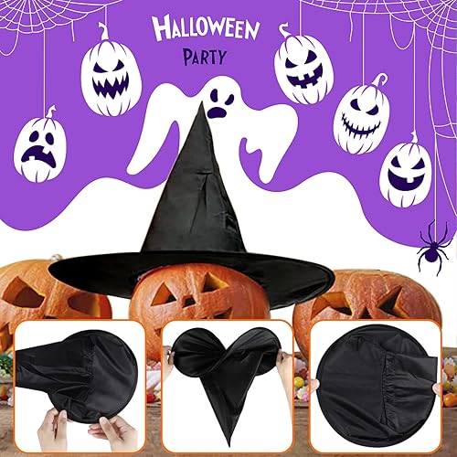 Miniatura 3 de Halloween Witch Hat, 1 Pcs Black Witch Costume Accessory for Halloween Witch Cosplay Party Favor Holiday Decoration