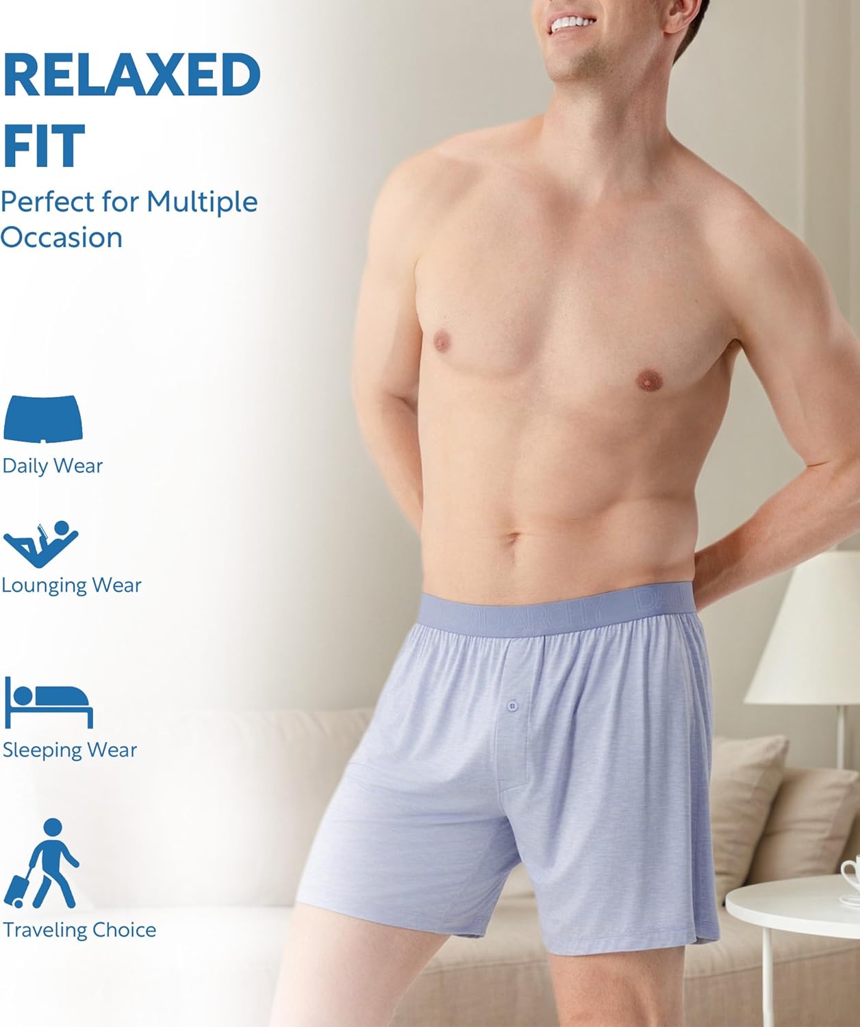 DAVID ARCHY Mens Boxers Soft Rayon Made from Bamboo Boxers for Men Pack Loose Underwear Cooling Mens Boxer Shorts - Image 6