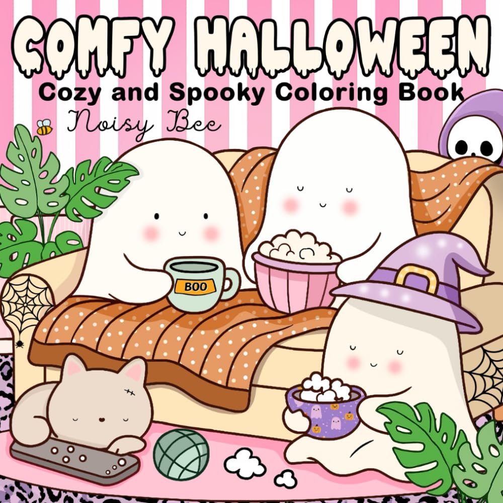 Comfy Halloween: Cozy and Spooky Coloring Book for Teens and Adults | Cute but Creepy Halloween Vibes | Easy and Relaxing Designs for Stress Relief and Relaxation