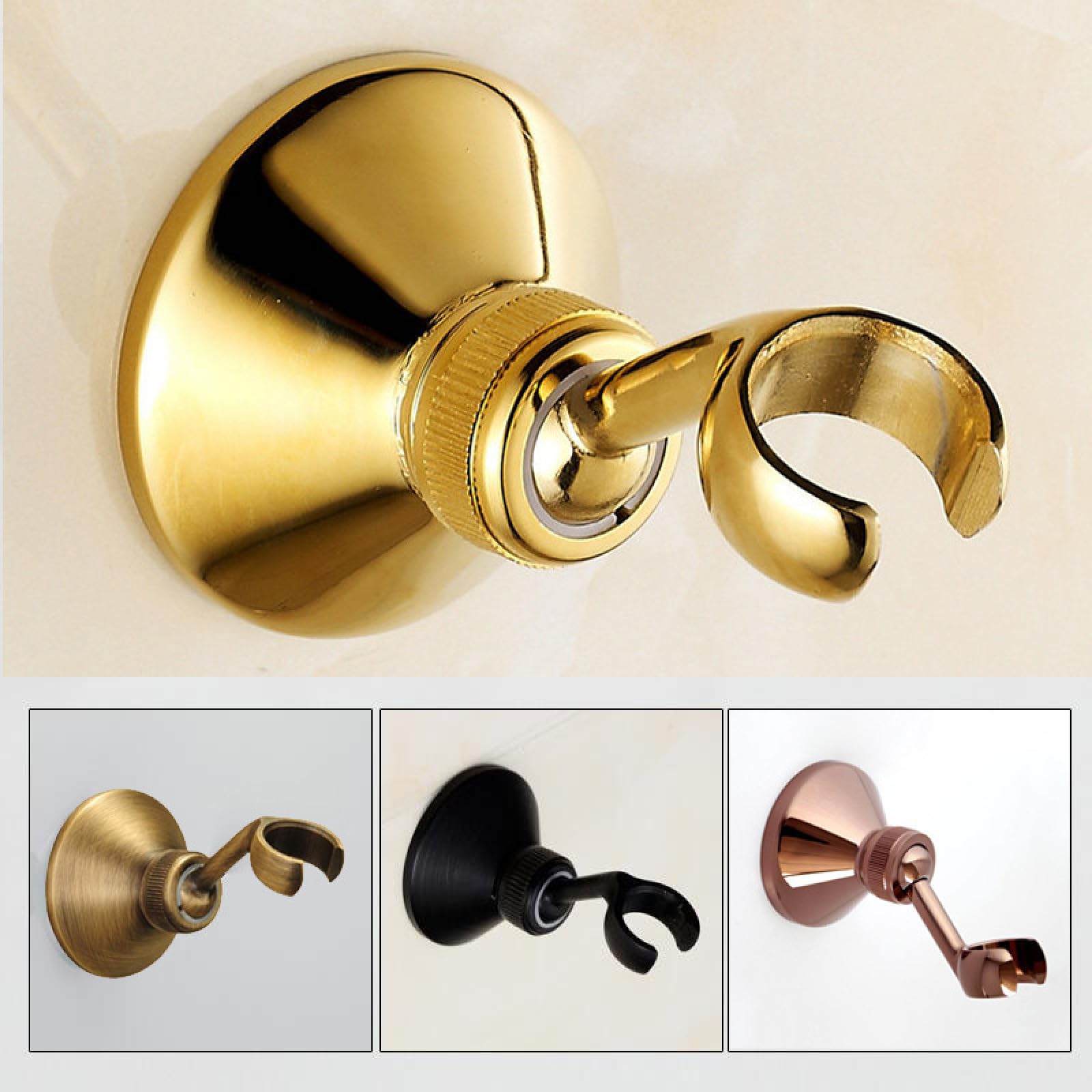 Faucet All-Copper - Asiento de ducha móvil universal para cabezal de ducha de mano, base de cobre, aspersor antiguo + manguera + base, juego de tres piezas