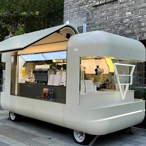 Compact Fast Food Truck, Hot Dog Mobile Trailer, Fully Loaded with Coffee and Catering Equipment, Roof Exhaust Fan, Customizable Design – Perfect for Festivals and Catering Services