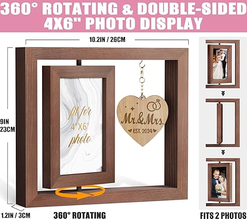 Miniatura 2 de Tiblue Regalos de boda para parejas 2024 Marco de fotos Mr and Mrs para fotos de 4 x 6, regalos de despedida de soltera para novia futura, marco de