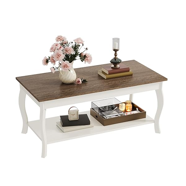 Soft White Rustic Table with Shelf