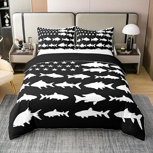 Miniatura 8 de Juego de funda de edredón de tortuga marina 100 % algodón, tamaño King, 3 piezas, acuarela azul, lindo juego de ropa de cama de vida marina salvaje