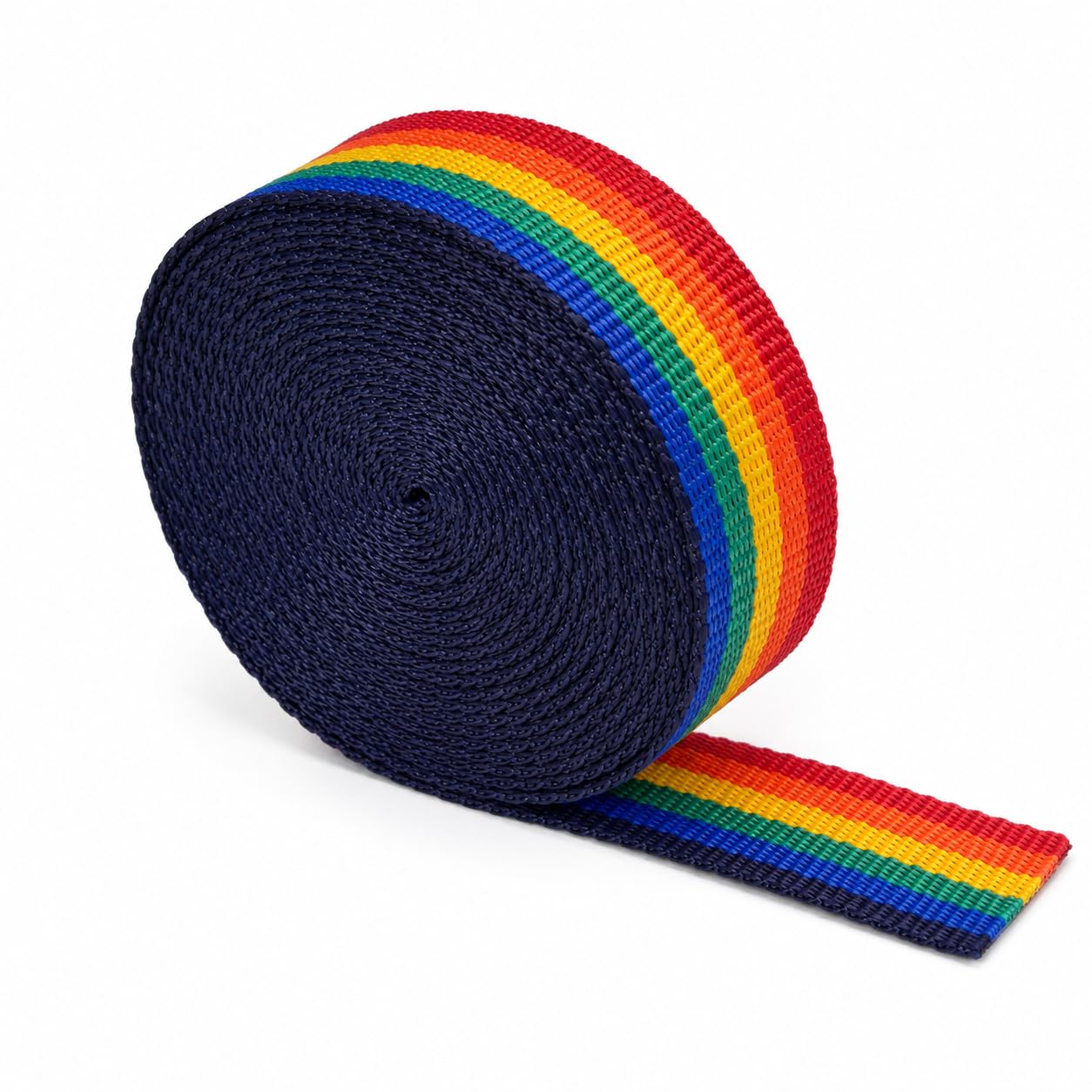 The Webbing Shop Polypropylene Webbing Strap, Continuous Length Flat Woven Tape for Bags, Crafts, Belts, Pet Collars and Leads (Rainbow, 25mm x 5m)