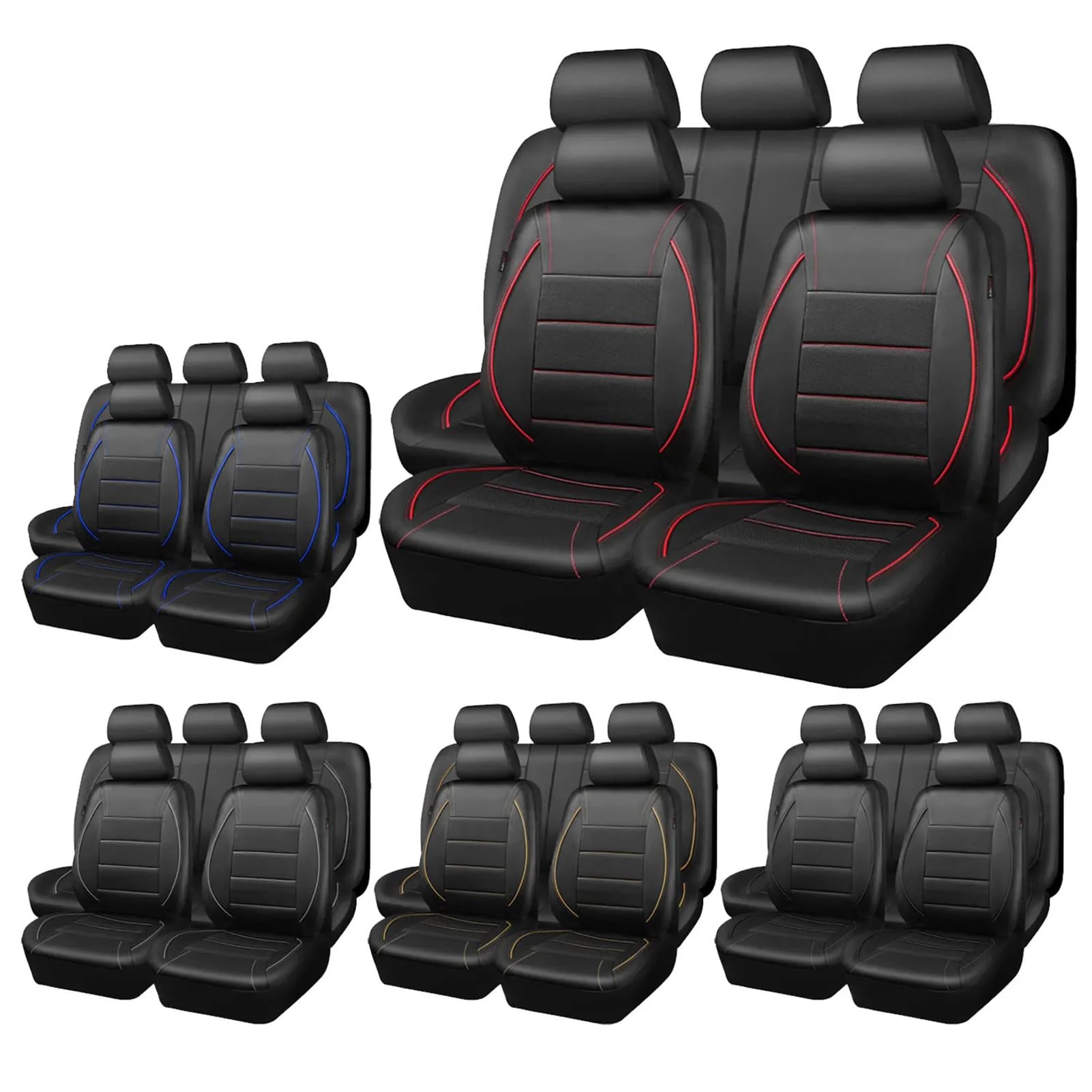 Pokrowce na siedzenia samochodowe ze skóry PU do Ford Puma SUV 2019 2020 2021 2022 2023 2024-, wodoodporne, antypoślizgowe i oddychające, czarne