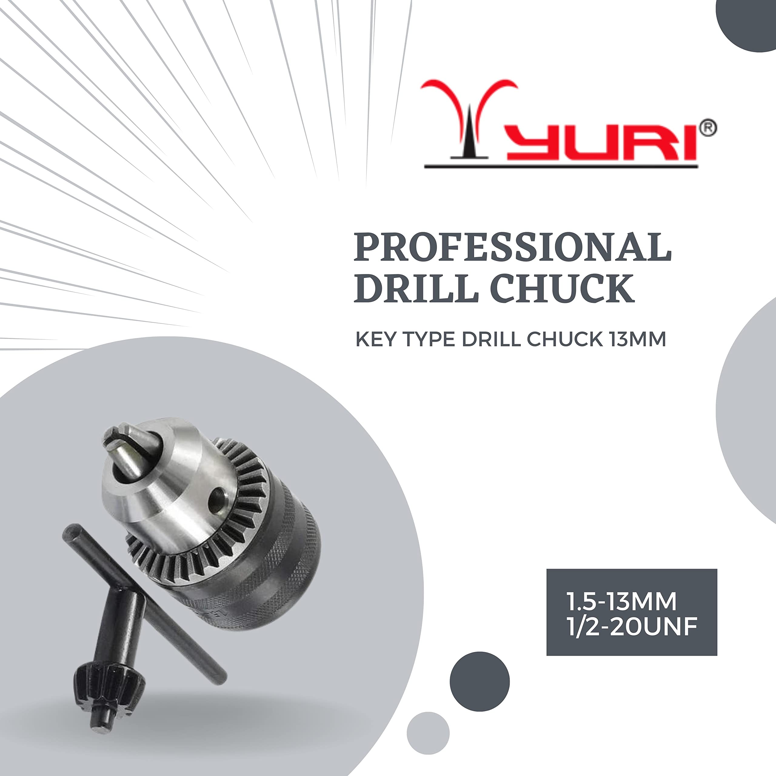 Yuri 13mm drill chuck size 1-13mm and key set heavy duty with SDS