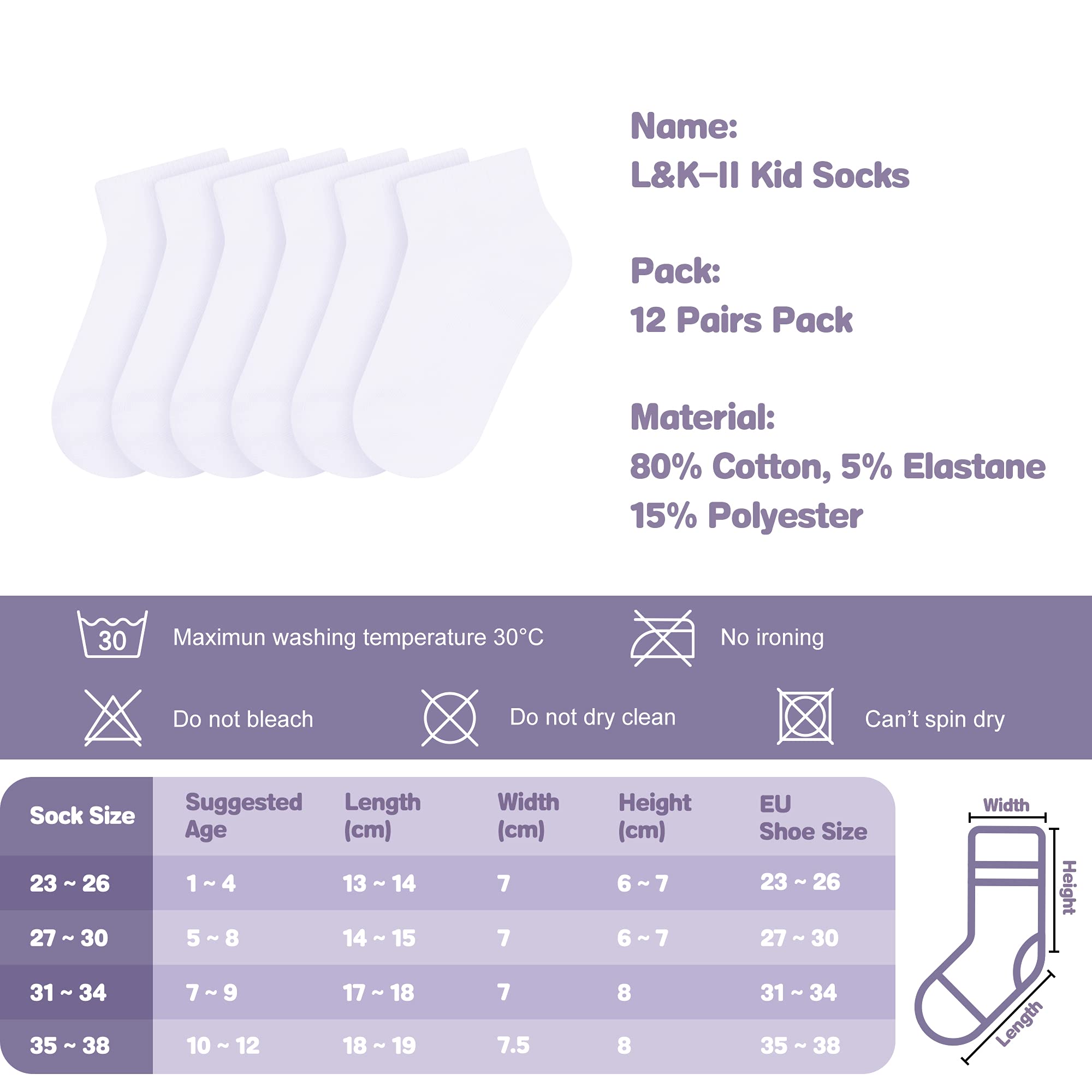 Libella 12 Paia Calzini sneaker bambino ragazzi calzini sneaker bambino colorati 2116VA