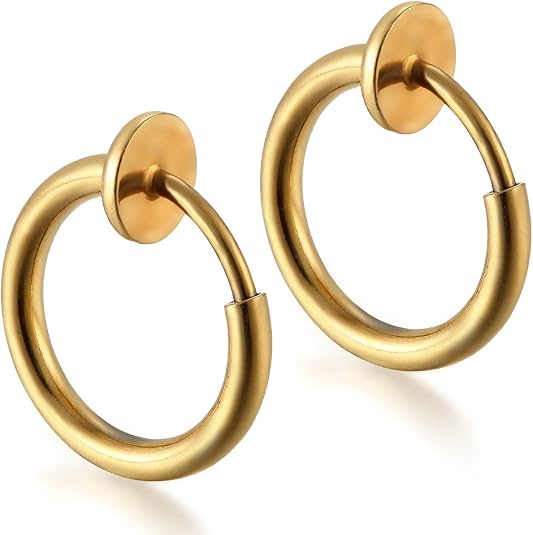 Boucles D'Oreilles Flongo Non-Percées - Acier Inoxydable - Clips Argent, Doré, Noir