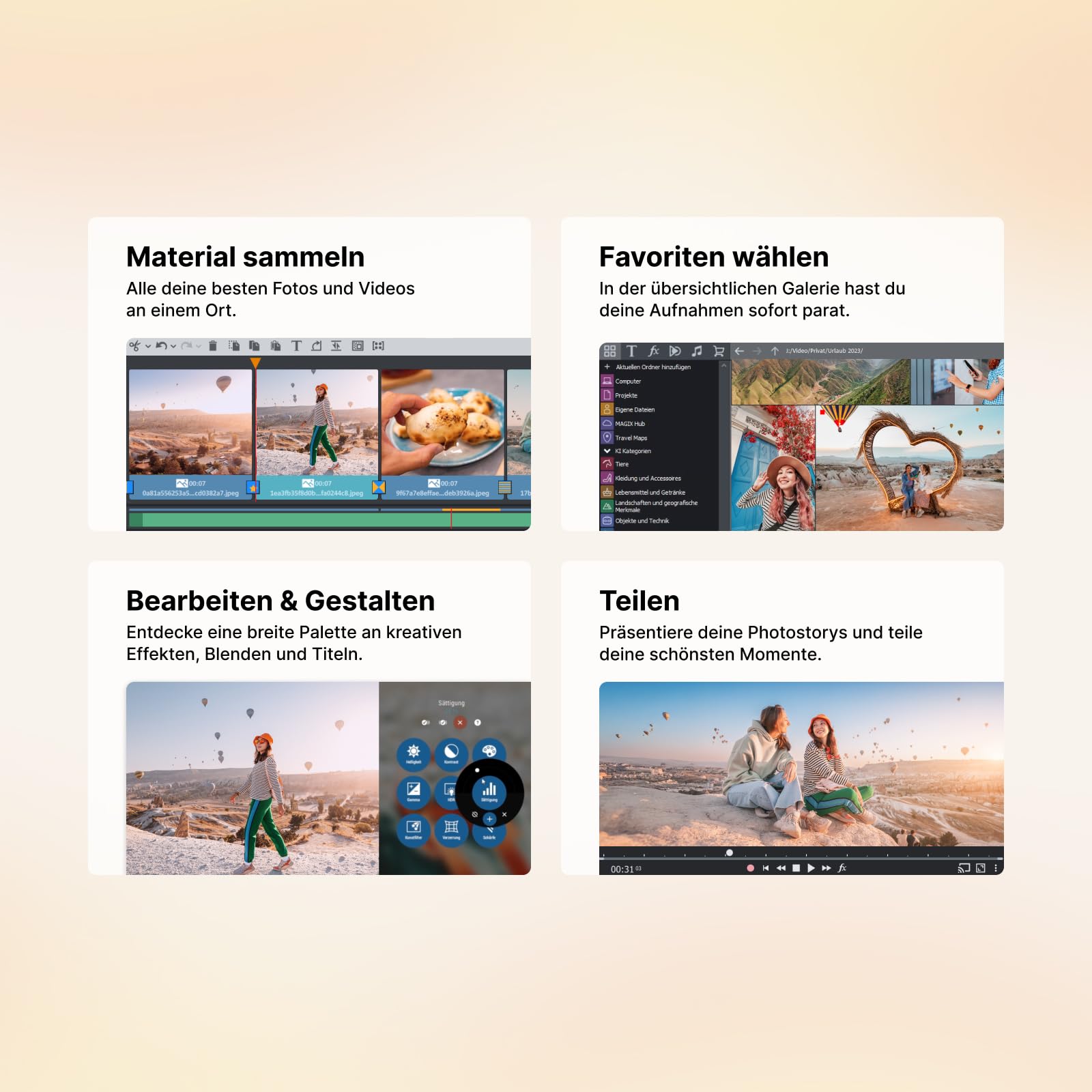 MAGIX Photostory Deluxe 2026 – Vos souvenirs en mouvement | Logiciel de retouche photo | Logiciel de montage vidéo | Pour PC Windows 11 | 1 licence de téléchargement pour 2 appareils