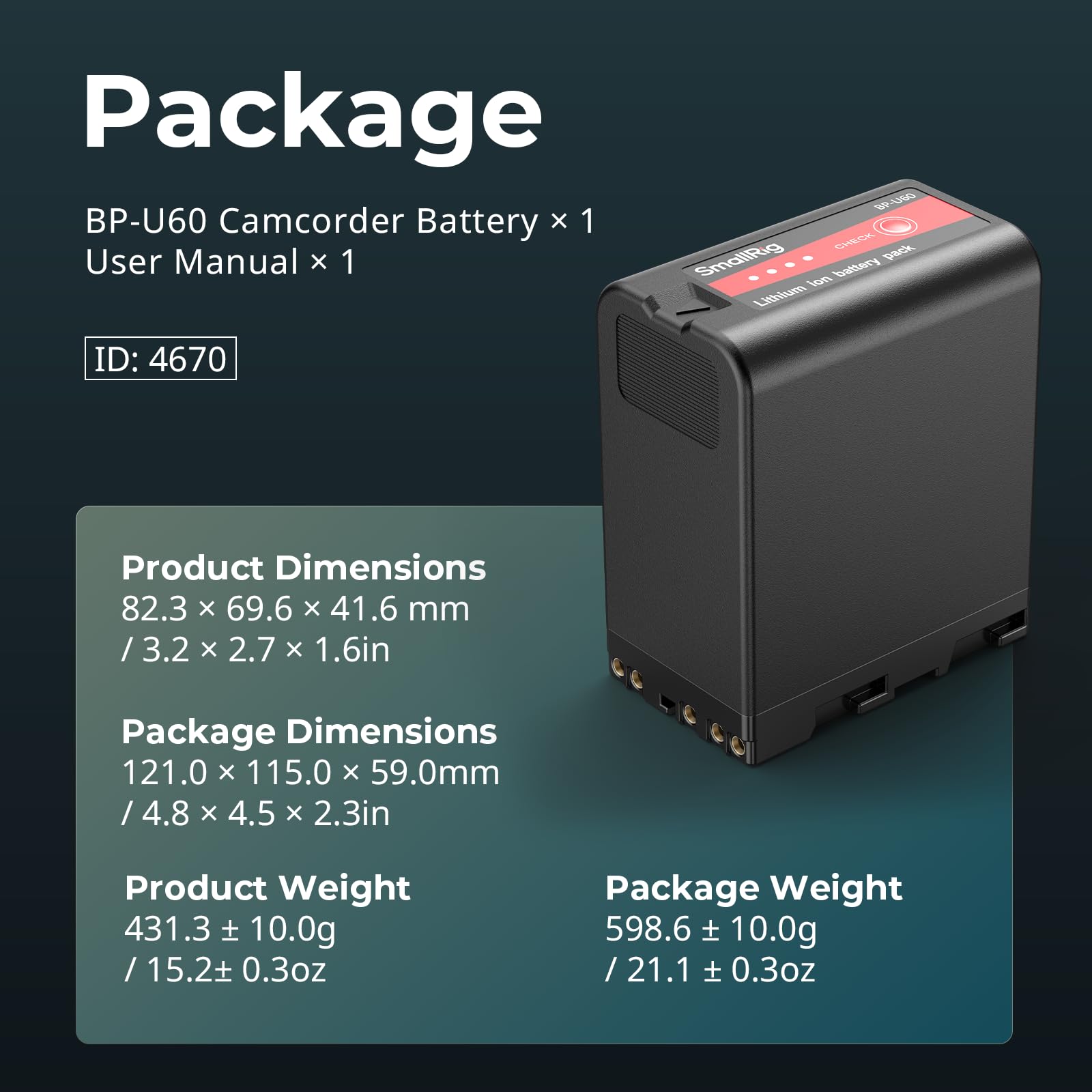 SMALLRIG Batteria con Indicatore di Batteria, Batteria Sostitutiva da 99 Wh / 6800 mAh per Videocamera per Sony FX6, FX9, FS5, FS7, FS5M2, FS7M2, X280, Z280-4670