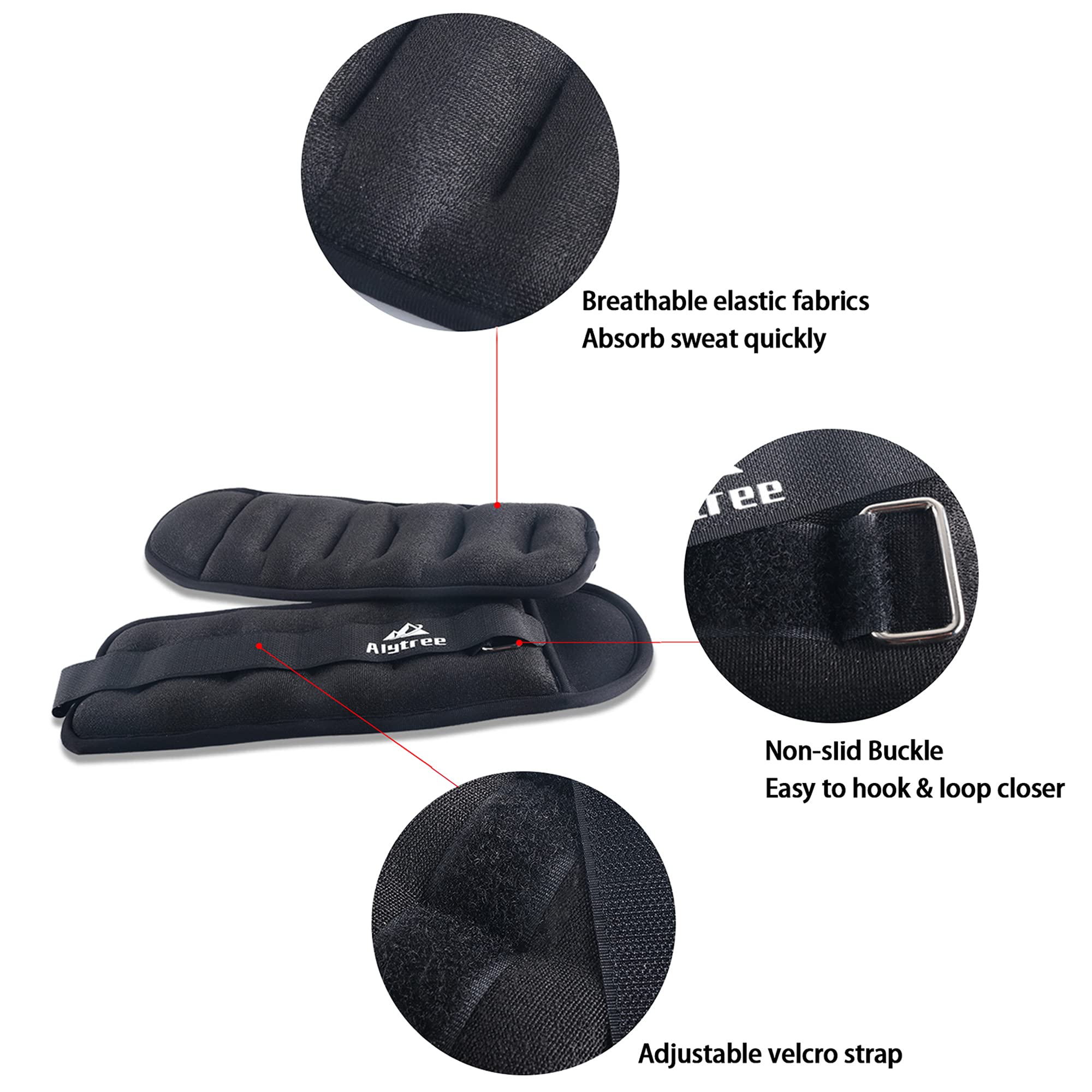 Gewichtsmanschetten Fuß und Handgelenk, 2er Set (0,5kg x 2 / 1kg x 2 / 5kg x 2) Gewichte für Beine und Arme, Gewichtsmanschetten für Fitness, Bewegung, Laufen, Joggen, Yoga