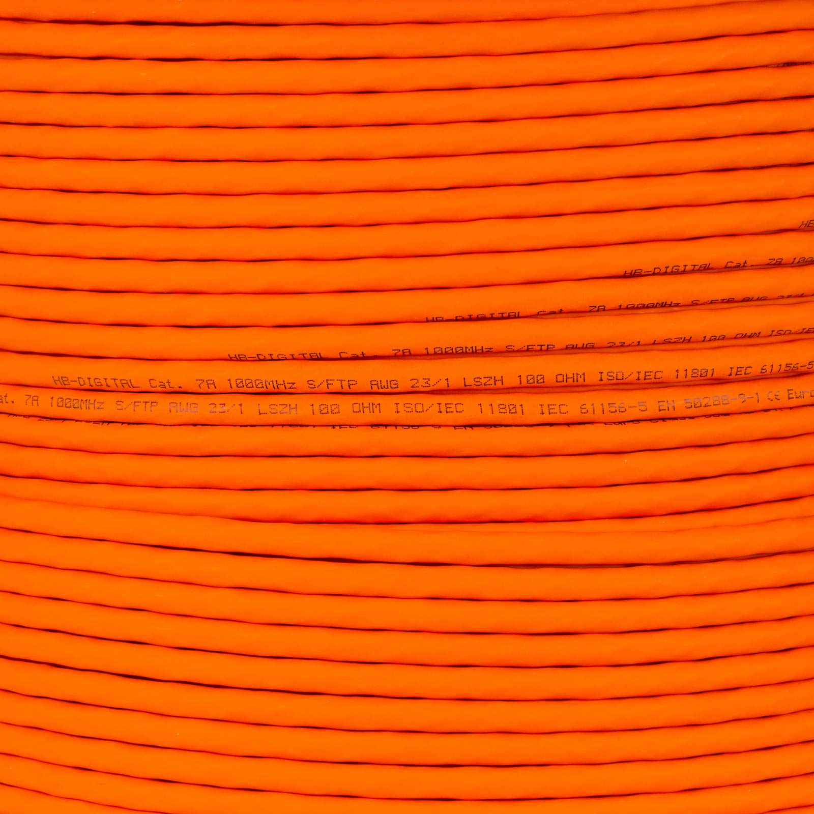 HB-DIGITAL 50 m CAT.7a kabel sieciowy LAN kabel instalacyjny AWG 23 czysta miedź S/FTP PiMF LSZH bezhalogenowa zgodność z RoHS-Compliant Ethernet kabel instalacyjny kabel do transmisji danych PoE 10
