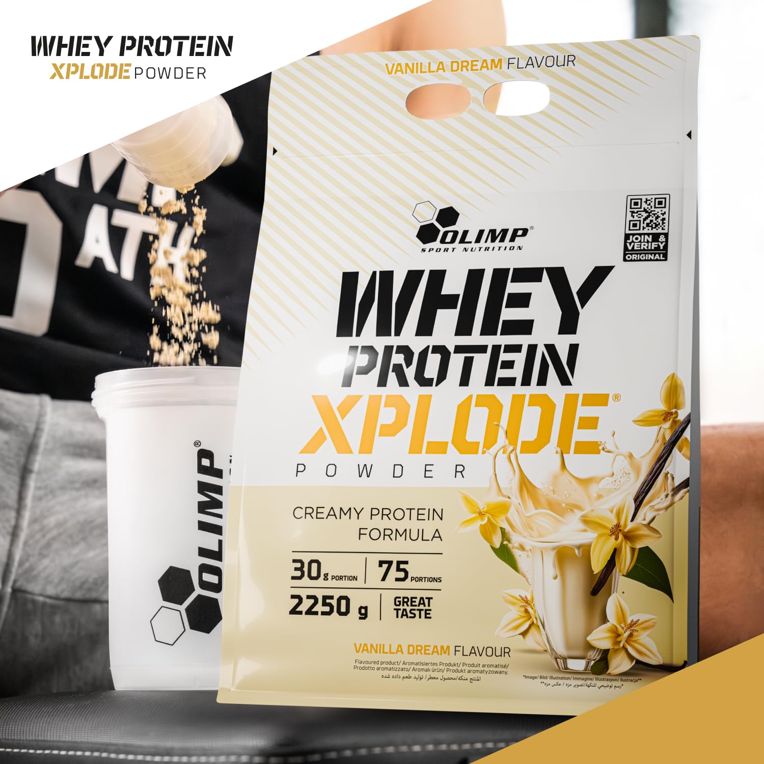 Olimp Whey Protein Pulver Vanille - 2250 g - Eiweiss Protein Pulver - Booster pre Workout