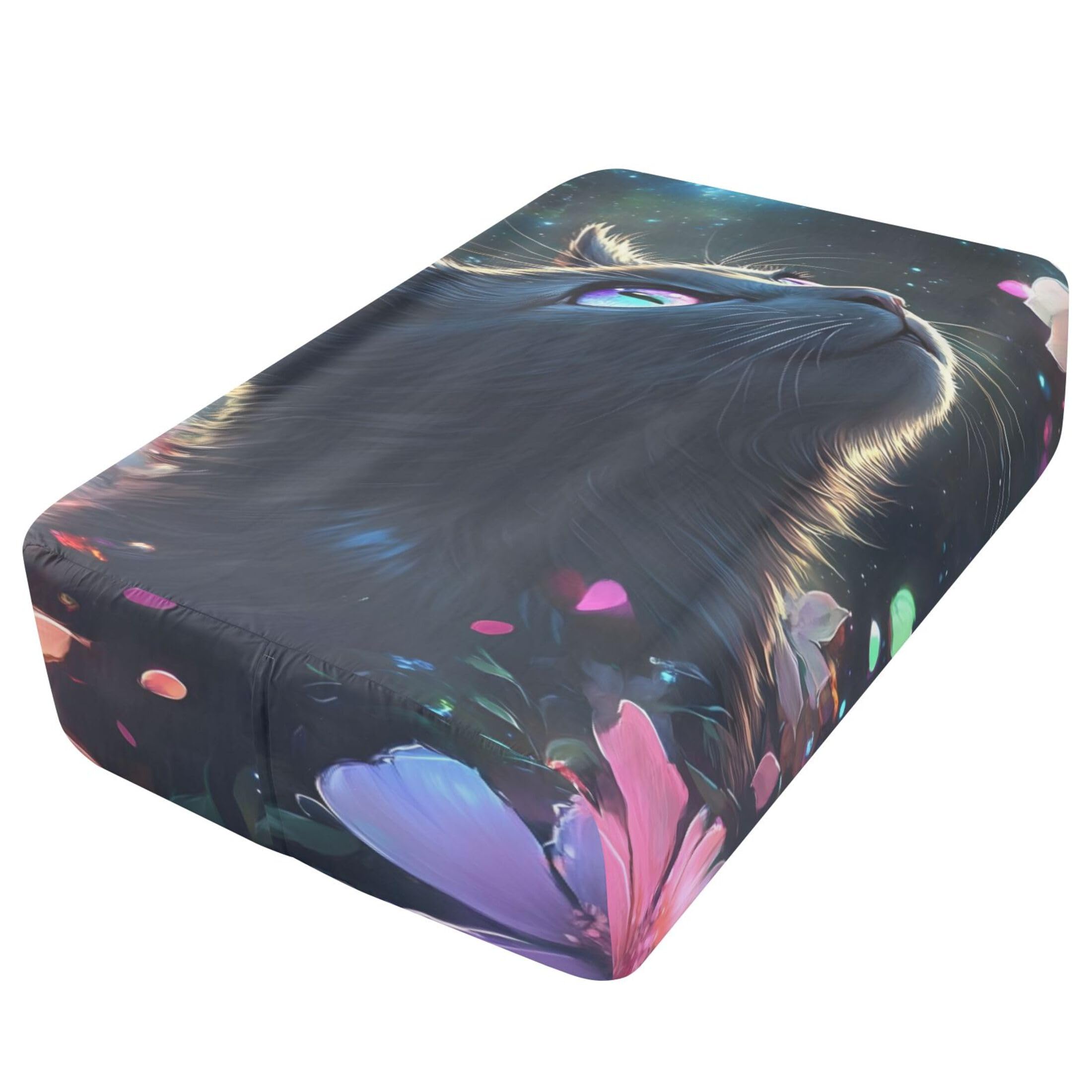 Galaxy Cat - Sábana bajera ajustable individual para colchón de aire, bolsillo extra profundo de 24 pulgadas, funda suave y transpirable con apertura de válvula de cremallera para cama de