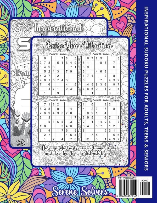 Miniatura 2 de Inspirational Sudoku Puzzles for Adults, Teens & Seniors for Active Brain & Relaxing Mind Sudoku Brain Game Activity Book to Boost Memory with