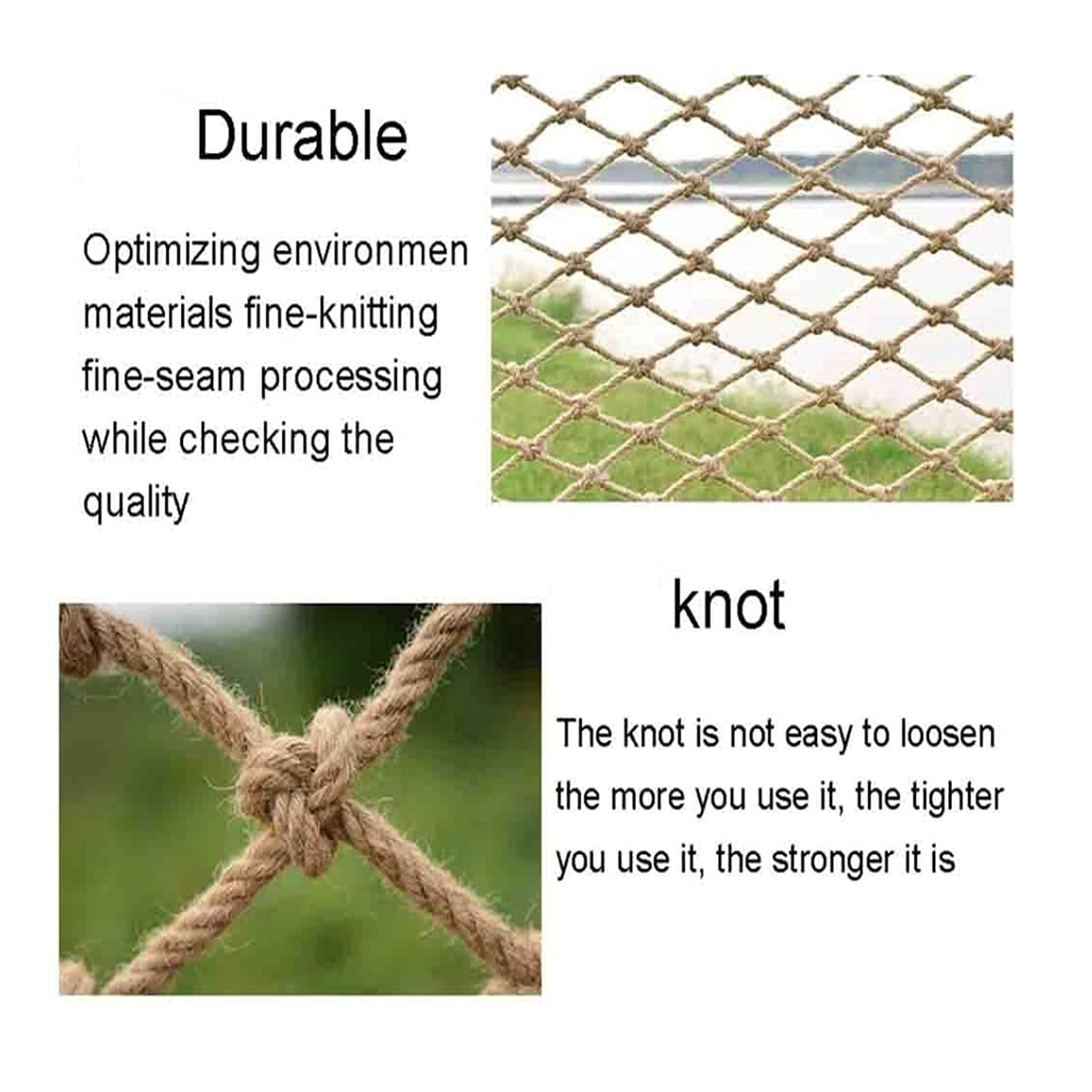 Siatka linowa dla dzieci, siatka ochronna Heavy Duty Lina konopna Cargo Net Huśtawka zewnętrzna Plac zabaw Siatka do wspinaczki Balustrada Hamak Siatka dla ptaków Decor