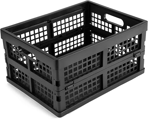 Miniatura 2 de Cajas de almacenamiento plegables de plástico de 16L, almacenamiento de cajas plegables, paquete de 4, negro