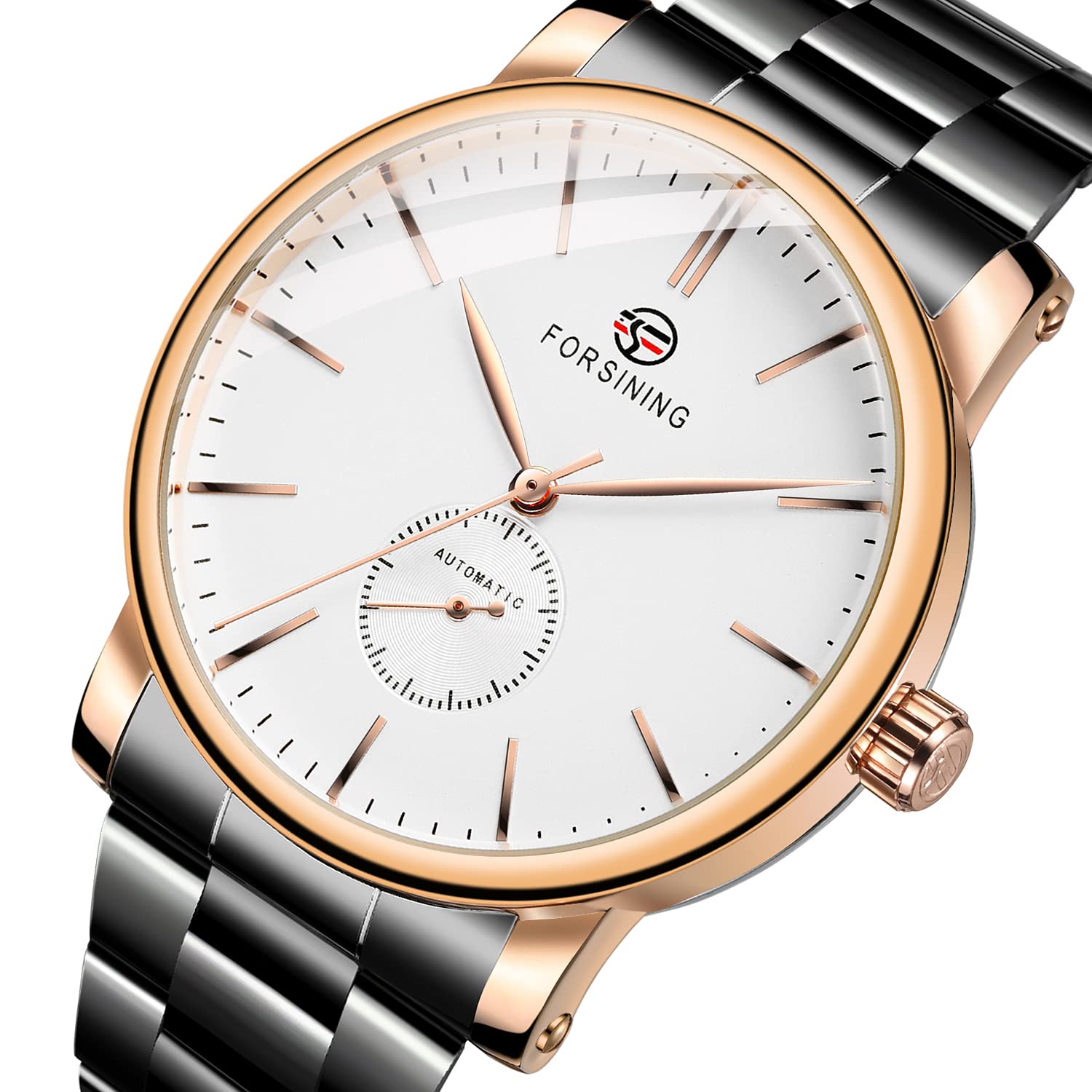 FORSINING Orologio da polso automatico analogico da uomo in acciaio inossidabile per uomo, Bracciale