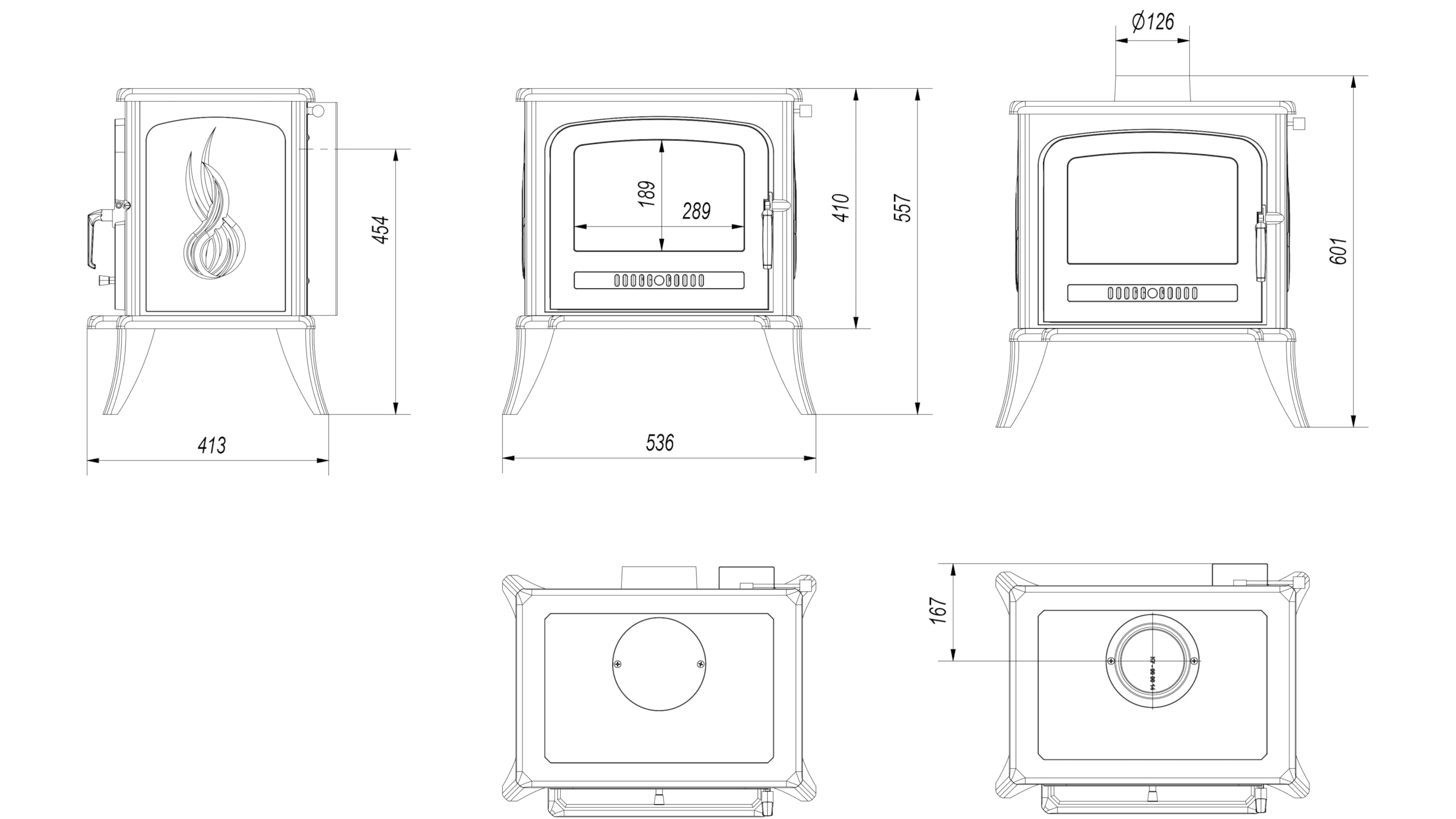 KRATKI Stufa a legna in ghisa KOZA K7 5 kW Ø150 A Gamma di potenza 3-8kW | Ghisa nero, efficienza 70%, classe A. Ecodesign.; combustione efficiente; basse emissioni; calore uniforme; struttura robusta